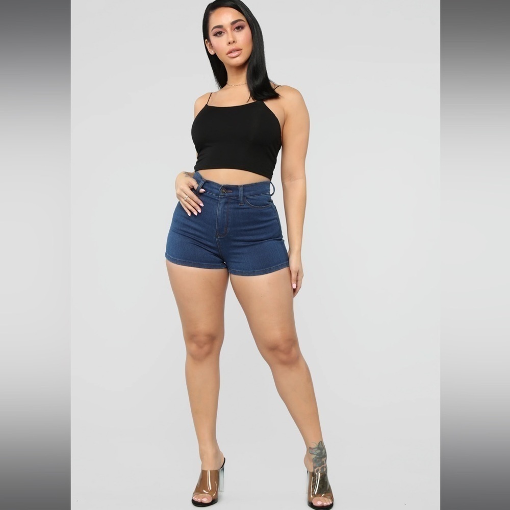 New dark denim short